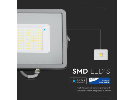 SKU 764 VT-56-G V-TAC PRO Faro LED SMD Chip Samsung 50W 120LM/W Grigio 4000K IP65