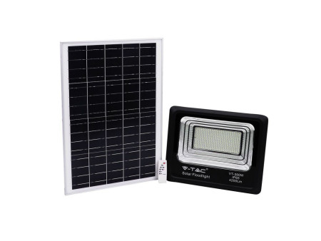 SKU 94027 VT-300W V-TAC Faro LED Solare 50W con Telecomando e Batteria LFP Timer Cavo 5m Nero 6000K