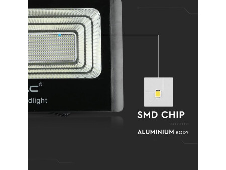 SKU 94027 VT-300W V-TAC Faro LED Solare 50W con Telecomando e Batteria LFP Timer Cavo 5m Nero 6000K