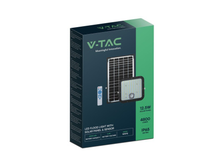 SKU 10311 VT-432 V-TAC Faro LED Solare 30W con Telecomando e Sensore PIR Nero 6400K IP65
