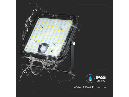SKU 10311 VT-432 V-TAC Faro LED Solare 30W con Telecomando e Sensore PIR Nero 6400K IP65