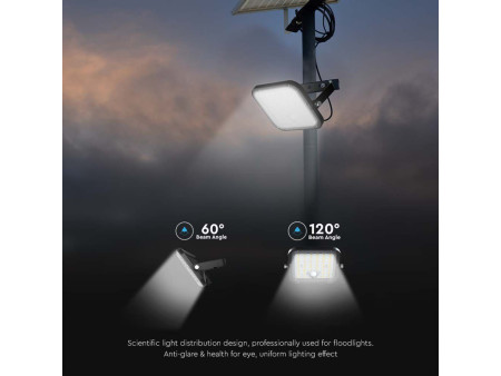 SKU 10310 VT-432 V-TAC Faro LED Solare 30W con Telecomando e Sensore PIR Nero 4000K IP65