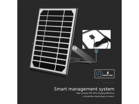 SKU 10314 VT-411 V-TAC Faro LED Solare 10W con Telecomando e Batteria LFP Cavo 5m Nero 4000K