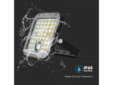 SKU 10314 VT-411 V-TAC Faro LED Solare 10W con Telecomando e Batteria LFP Cavo 5m Nero 4000K