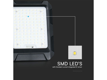 SKU 23438 VT-55W V-TAC Faro LED Solare 10W con Telecomando e Batteria sostituibile Cavo 3m Nero 4000K