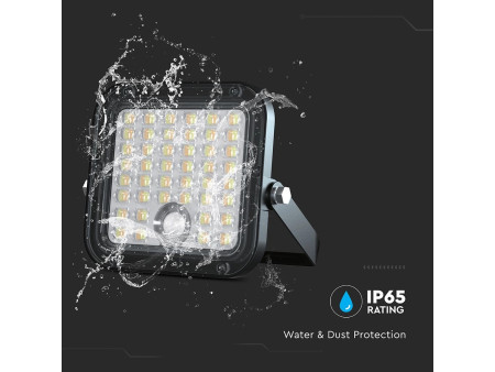 SKU 23756 VT-411CCT V-TAC Faro LED Solare 10W con Telecomando e Batteria LFP Cavo 5m CCT Nero