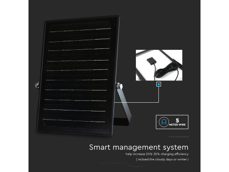 SKU 23756 VT-411CCT V-TAC Faro LED Solare 10W con Telecomando e Batteria LFP Cavo 5m CCT Nero