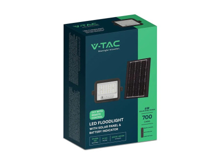 SKU 24082 VT-54W V-TAC Faro LED Solare 5W con Telecomando e Sensore Crepuscolare CCT 2000K-8000K IP65