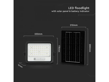 SKU 24083 VT-104W V-TAC Faro LED Solare 10W con Telecomando e Sensore Crepuscolare CCT 2000K-8000K IP65