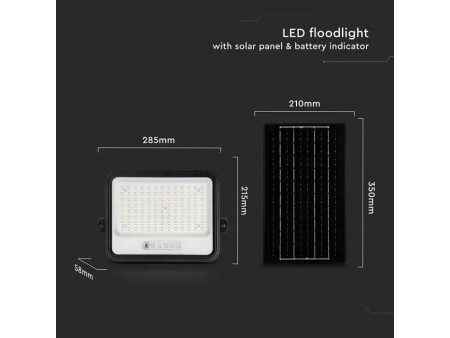 SKU 24084 VT-204W V-TAC Faro LED Solare 20W con Telecomando e Sensore Crepuscolare CCT 2000K-8000K IP65
