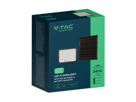 SKU 24085 VT-304W V-TAC Faro LED Solare 30W con Telecomando e Sensore Crepuscolare CCT 2000K-8000K IP65