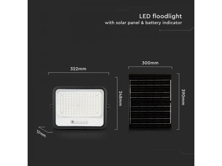 SKU 24085 VT-304W V-TAC Faro LED Solare 30W con Telecomando e Sensore Crepuscolare CCT 2000K-8000K IP65