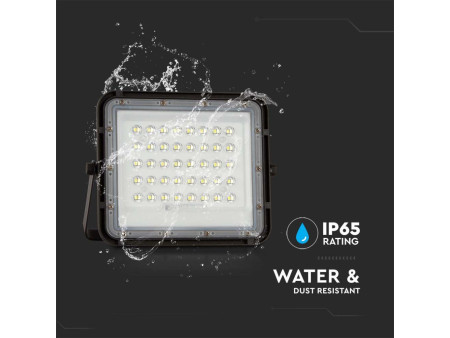 SKU 7821 VT-40W V-TAC Faro LED Solare 6W con Telecomando e Batteria Sostituibile Cavo 3m Nero 6400K IP65