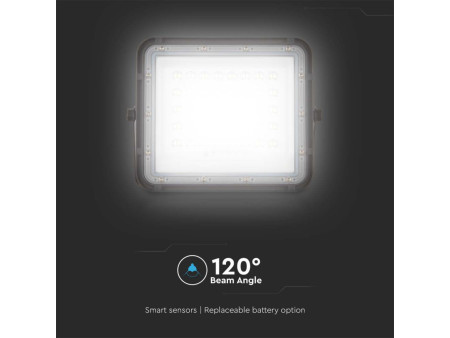 SKU 7822 VT-40W V-TAC Faro LED Solare 6W con Telecomando e Batteria Sostituibile Cavo 3m Nero 4000K IP65