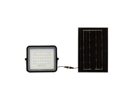 SKU 7821 VT-40W V-TAC Faro LED Solare 6W con Telecomando e Batteria Sostituibile Cavo 3m Nero 6400K IP65