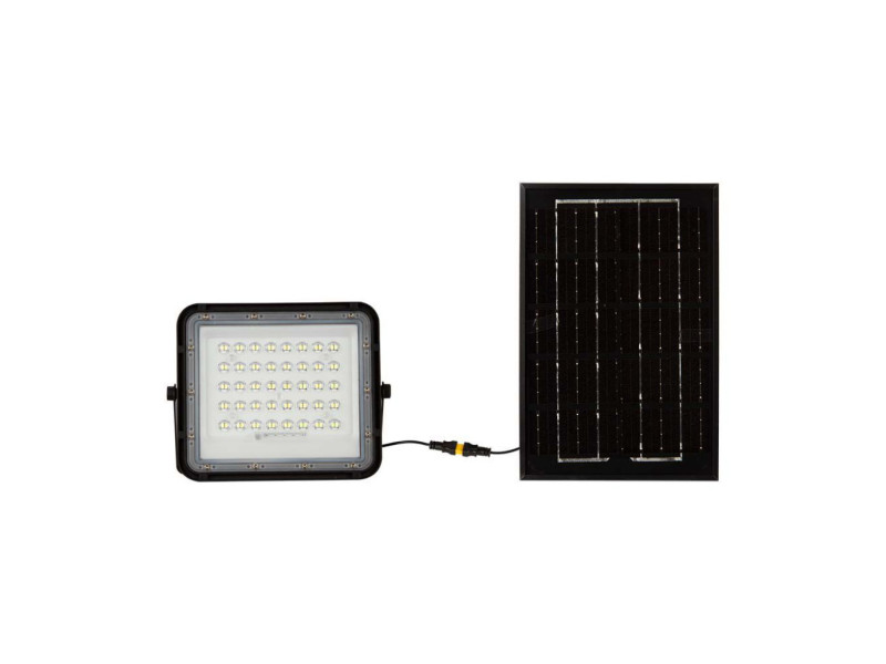 SKU 7822 VT-40W V-TAC Faro LED Solare 6W con Telecomando e Batteria Sostituibile Cavo 3m Nero 4000K IP65