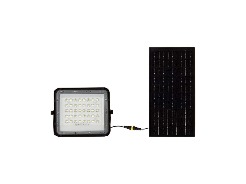 SKU 7824 VT-80W V-TAC Faro LED Solare 10W con Telecomando e Batteria Sostituibile Cavo 3m Nero 4000K IP65
