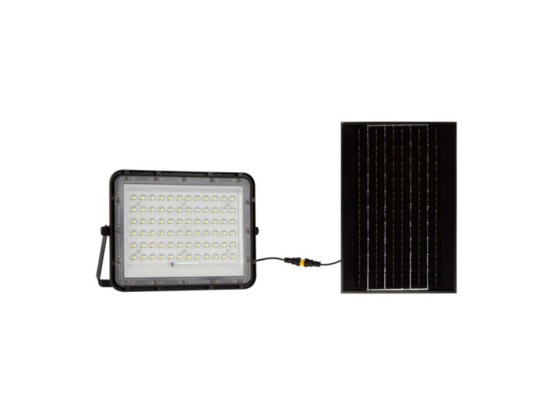 SKU 7826 VT-120W V-TAC Faro LED Solare 15W con Telecomando e Batteria Sostituibile Cavo 3m Nero 4000K IP65