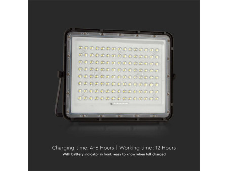 SKU 7828 VT-180W V-TAC Faro LED Solare 20W con Telecomando e Batteria Sostituibile Cavo 3m Nero 4000K IP65