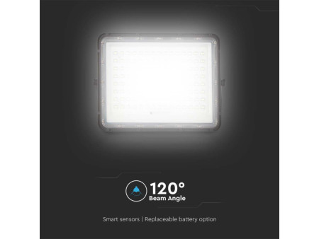 SKU 7828 VT-180W V-TAC Faro LED Solare 20W con Telecomando e Batteria Sostituibile Cavo 3m Nero 4000K IP65