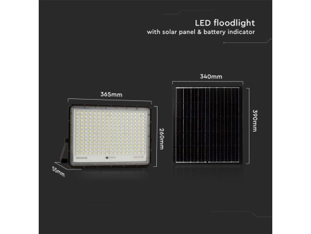 SKU 7830 VT-240W V-TAC Faro LED Solare 30W con Telecomando e Batteria Sostituibile Cavo 3m Nero 4000K IP65