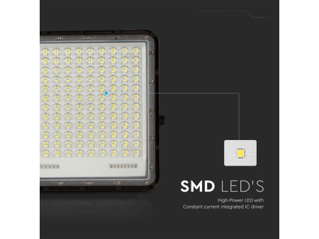 SKU 7829 VT-240W V-TAC Faro LED Solare 30W con Telecomando e Batteria Sostituibile Cavo 3m Nero 6400K IP65