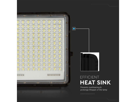 SKU 7830 VT-240W V-TAC Faro LED Solare 30W con Telecomando e Batteria Sostituibile Cavo 3m Nero 4000K IP65