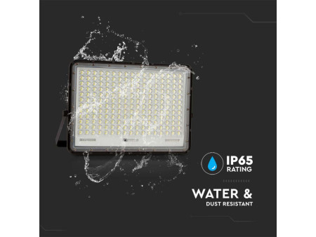 SKU 7829 VT-240W V-TAC Faro LED Solare 30W con Telecomando e Batteria Sostituibile Cavo 3m Nero 6400K IP65