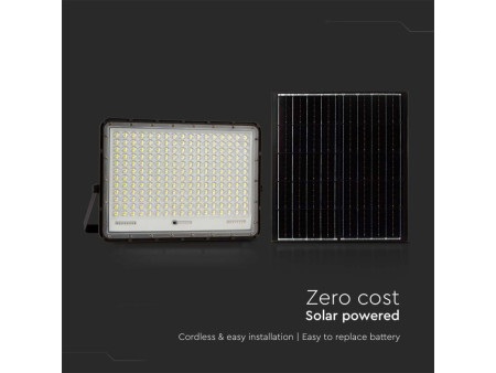 SKU 7830 VT-240W V-TAC Faro LED Solare 30W con Telecomando e Batteria Sostituibile Cavo 3m Nero 4000K IP65
