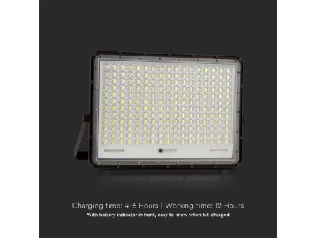 SKU 7829 VT-240W V-TAC Faro LED Solare 30W con Telecomando e Batteria Sostituibile Cavo 3m Nero 6400K IP65