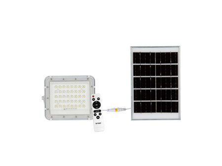 SKU 7839 VT-40W-W V-TAC Faro LED Solare 6W con Telecomando e Batteria Sostituibile Cavo 3m Bianco 6400K IP65