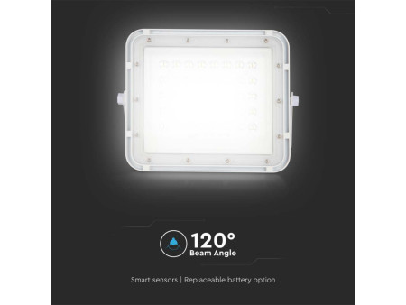 SKU 7840 VT-40W-W V-TAC Faro LED Solare 6W con Telecomando e Batteria Sostituibile Cavo 3m Bianco 4000K IP65