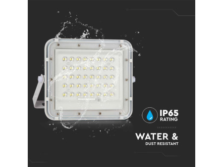 SKU 7840 VT-40W-W V-TAC Faro LED Solare 6W con Telecomando e Batteria Sostituibile Cavo 3m Bianco 4000K IP65