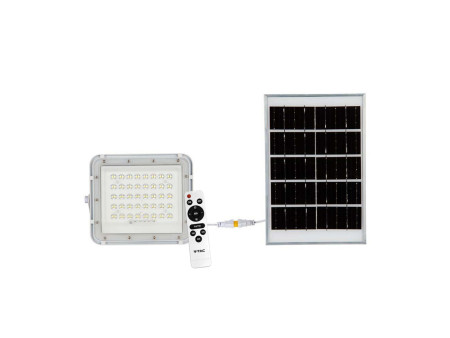 SKU 7841 VT-80W-W V-TAC Faro LED Solare 10W con Telecomando e Batteria Sostituibile Cavo 3m Bianco 6400K IP65