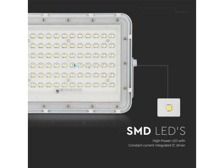 SKU 7844 VT-120W-W V-TAC Faro LED Solare 15W con Telecomando e Batteria Sostituibile Cavo 3m Bianco 4000K IP65