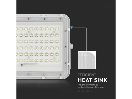 SKU 7843 VT-120W-W V-TAC Faro LED Solare 15W con Telecomando e Batteria Sostituibile Cavo 3m Bianco 6400K IP65