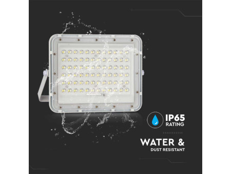 SKU 7843 VT-120W-W V-TAC Faro LED Solare 15W con Telecomando e Batteria Sostituibile Cavo 3m Bianco 6400K IP65