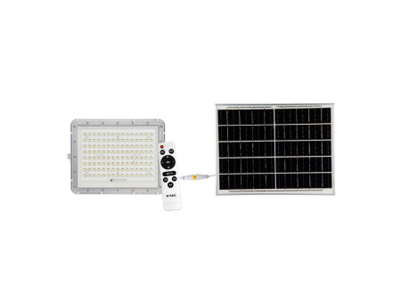 SKU 7846 VT-180W-W V-TAC Faro LED Solare 20W con Telecomando e Batteria Sostituibile Cavo 3m Bianco 4000K IP65