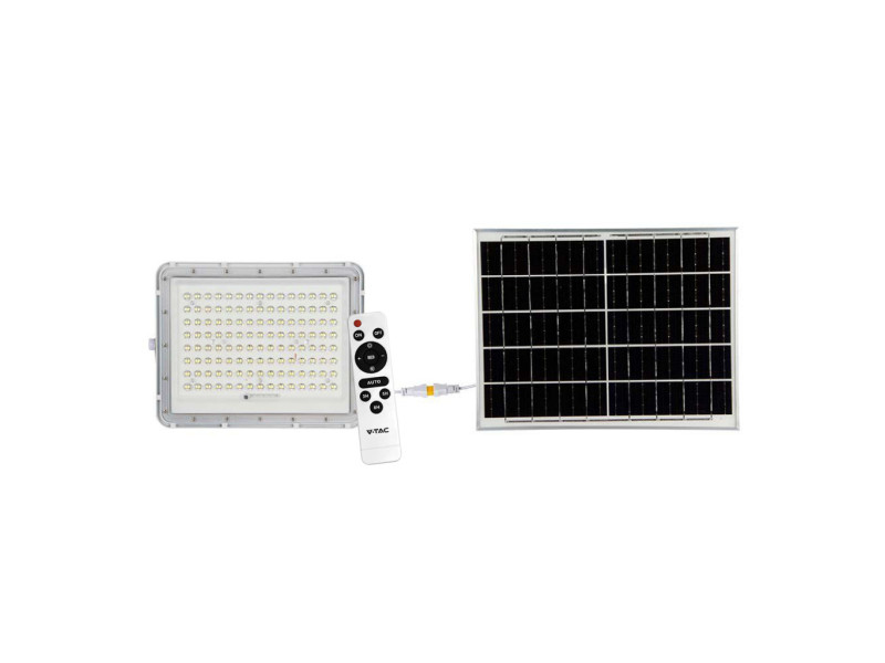 SKU 7846 VT-180W-W V-TAC Faro LED Solare 20W con Telecomando e Batteria Sostituibile Cavo 3m Bianco 4000K IP65