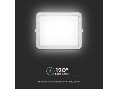 SKU 7846 VT-180W-W V-TAC Faro LED Solare 20W con Telecomando e Batteria Sostituibile Cavo 3m Bianco 4000K IP65
