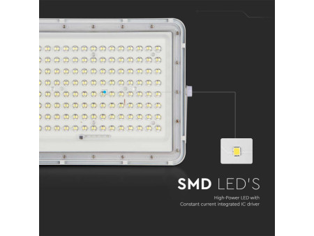 SKU 7846 VT-180W-W V-TAC Faro LED Solare 20W con Telecomando e Batteria Sostituibile Cavo 3m Bianco 4000K IP65