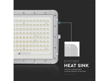 SKU 7846 VT-180W-W V-TAC Faro LED Solare 20W con Telecomando e Batteria Sostituibile Cavo 3m Bianco 4000K IP65