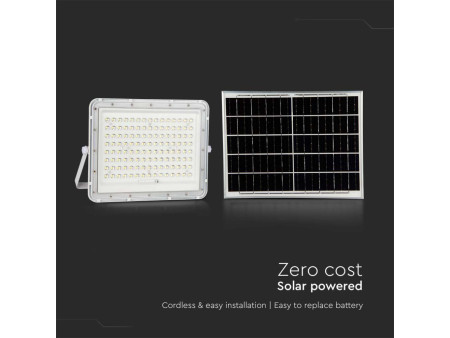 SKU 7845 VT-180W-W V-TAC Faro LED Solare 20W con Telecomando e Batteria Sostituibile Cavo 3m Bianco 6400K IP65