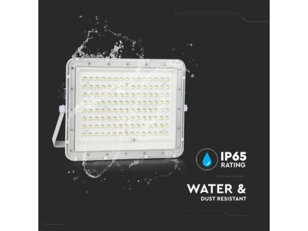 SKU 7845 VT-180W-W V-TAC Faro LED Solare 20W con Telecomando e Batteria Sostituibile Cavo 3m Bianco 6400K IP65