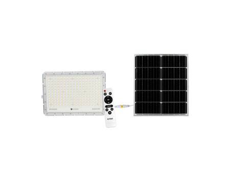 SKU 7848 VT-240W-W V-TAC Faro LED Solare 30W con Telecomando e Batteria Sostituibile Cavo 3m Bianco 4000K IP65