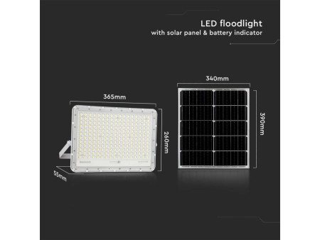 SKU 7848 VT-240W-W V-TAC Faro LED Solare 30W con Telecomando e Batteria Sostituibile Cavo 3m Bianco 4000K IP65