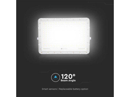 SKU 7848 VT-240W-W V-TAC Faro LED Solare 30W con Telecomando e Batteria Sostituibile Cavo 3m Bianco 4000K IP65