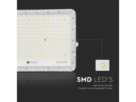 SKU 7848 VT-240W-W V-TAC Faro LED Solare 30W con Telecomando e Batteria Sostituibile Cavo 3m Bianco 4000K IP65