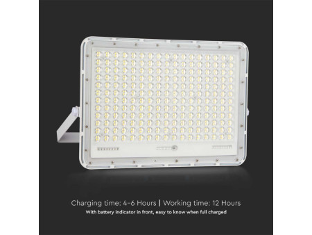 SKU 7847 VT-240W-W V-TAC Faro LED Solare 30W con Telecomando e Batteria Sostituibile Cavo 3m Bianco 6400K IP65