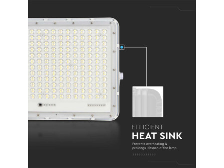 SKU 7847 VT-240W-W V-TAC Faro LED Solare 30W con Telecomando e Batteria Sostituibile Cavo 3m Bianco 6400K IP65
